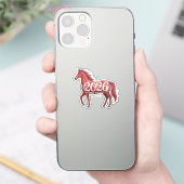 Gelukkig Nieuwjaar 2026 Rode Paard Illustratie Sticker (Telefoon)