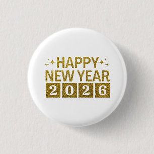 Gelukkig nieuwjaar 2026 ronde button 3,2 cm