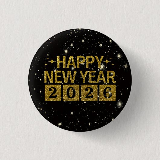 Gelukkig Nieuwjaar 2026 Ronde Button 3,2 Cm (Voorkant)