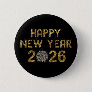Gelukkig Nieuwjaar 2026 Ronde Button 5,7 Cm