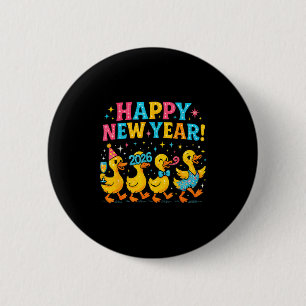 Gelukkig Nieuwjaar 2026 Schattige Eend Feest Cadea Ronde Button 5,7 Cm