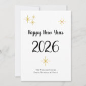 Gelukkig Nieuwjaar 2026 Schattigee Typografie Zwar Feestdagenkaart (Voorkant)