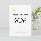Gelukkig Nieuwjaar 2026 Schattigee Typografie Zwar Feestdagenkaart (Staand voorkant)