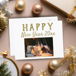 Gelukkig Nieuwjaar 2026 Script Hond Foto Vakantie  Feestdagenkaart