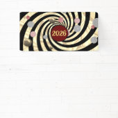 Gelukkig Nieuwjaar 2026, spiralen en bubbels Spandoek (Insitu)