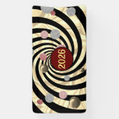 Gelukkig Nieuwjaar 2026, spiralen en bubbels Spandoek (Verticaal)