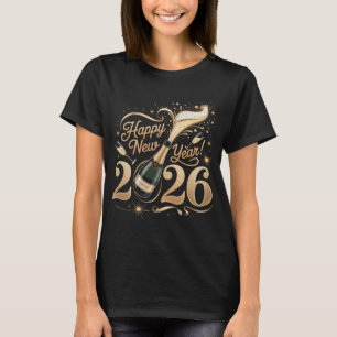 Gelukkig Nieuwjaar 2026 T-shirt Champagne Openen N