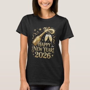 Gelukkig Nieuwjaar 2026 T-shirt Champagne Openen N