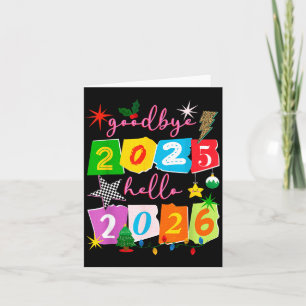Gelukkig nieuwjaar 2026 Vaarwel 2025 Hallo 2026 Kaart