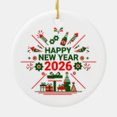 Gelukkig Nieuwjaar 2026 Viering Keramisch Ornament (Achterkant)