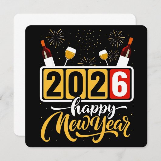 "Gelukkig Nieuwjaar 2026" viering ontwerp  Kaart (Voorkant / Achterkant)