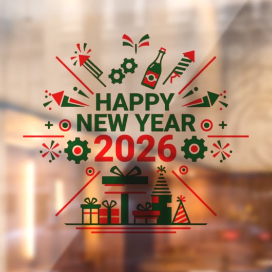 Gelukkig Nieuwjaar 2026 Viering Raamsticker (Vel 2)