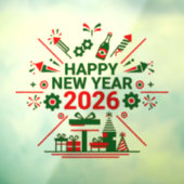 Gelukkig Nieuwjaar 2026 Viering Raamsticker (Vel 3)