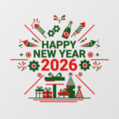 Gelukkig Nieuwjaar 2026 Viering Raamsticker (Vel)