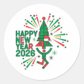 Gelukkig Nieuwjaar 2026 Viering Ronde Sticker (Voorkant)