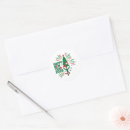 Gelukkig Nieuwjaar 2026 Viering Ronde Sticker (Envelop)