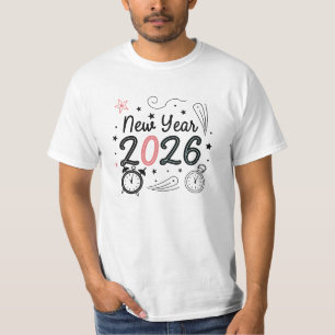 Gelukkig Nieuwjaar 2026 Viering T-shirt – Feesteli
