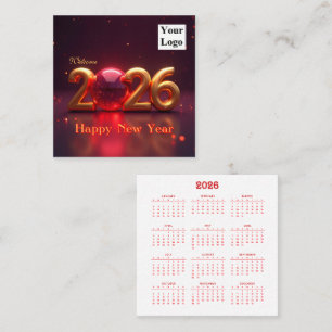 Gelukkig Nieuwjaar 2026 Vierkante Visitekaartje