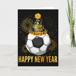 Gelukkig Nieuwjaar 2026 Voetbal Feesthoed Oud en N Kaart