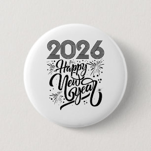Gelukkig Nieuwjaar 2026 Vuurwerk _1 Ronde Button 5,7 Cm