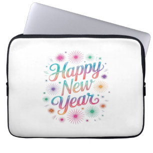 Gelukkig Nieuwjaar 2026 Vuurwerk Essentieel Laptop Sleeve