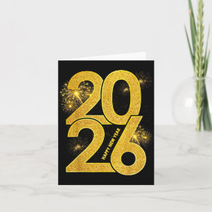 Gelukkig Nieuwjaar 2026 Vuurwerk Familie Matching Kaart