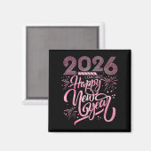 Gelukkig Nieuwjaar 2026 Vuurwerk laden Magneet (Voorkant / Achterkant)