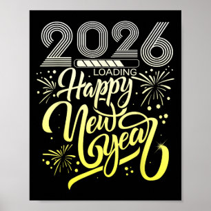 Gelukkig Nieuwjaar 2026 Vuurwerk laden Nieuwjaar E Poster