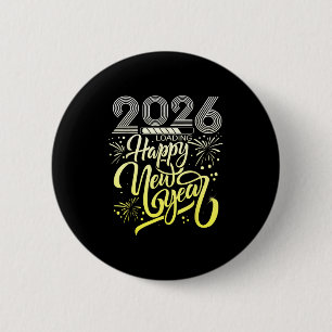 Gelukkig Nieuwjaar 2026 Vuurwerk laden Nieuwjaar E Ronde Button 5,7 Cm