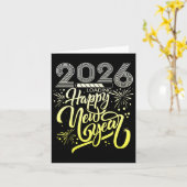 Gelukkig Nieuwjaar 2026 Vuurwerk Laden Oudejaarsav Kaart (Gele Bloem)