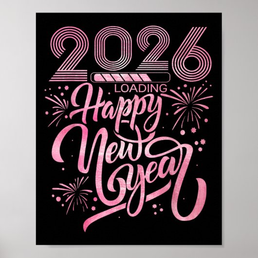 Gelukkig Nieuwjaar 2026 Vuurwerk laden Poster (Voorkant)