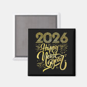 Gelukkig Nieuwjaar 2026 Vuurwerk Magneet (Voorkant / Achterkant)