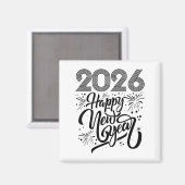 Gelukkig Nieuwjaar 2026 Vuurwerk Magneet (Voorkant / Achterkant)