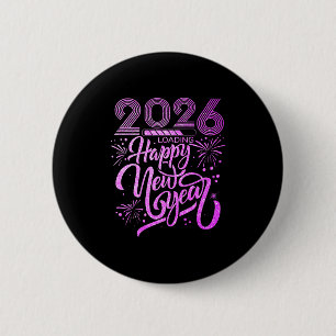 Gelukkig Nieuwjaar 2026 Vuurwerk Party Premium Ronde Button 5,7 Cm