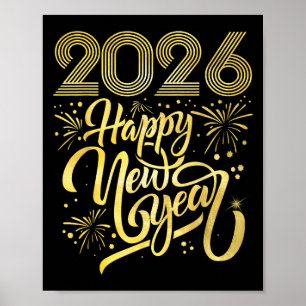 Gelukkig Nieuwjaar 2026 Vuurwerk Poster