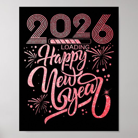Gelukkig nieuwjaar 2026 vuurwerkfeest poster (Voorkant)