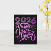 Gelukkig Nieuwjaar 2026 Vuurwerkfeest Premium Kaart (Gele Bloem)