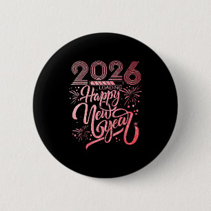 Gelukkig nieuwjaar 2026 vuurwerkfeest ronde button 5,7 cm