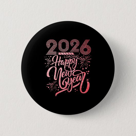 Gelukkig nieuwjaar 2026 vuurwerkfeest ronde button 5,7 cm (Voorkant)