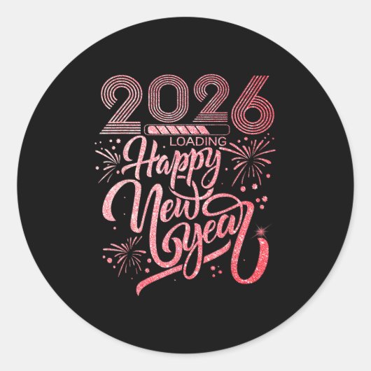 Gelukkig nieuwjaar 2026 vuurwerkfeest ronde sticker (Voorkant)