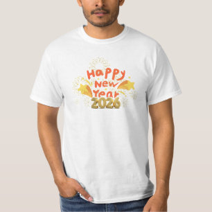 Gelukkig Nieuwjaar 2026 Vuurwerkfeest T-shirt