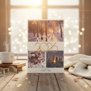 Gelukkig Nieuwjaar 2026 Winter Fotokaart Feestdagenkaart