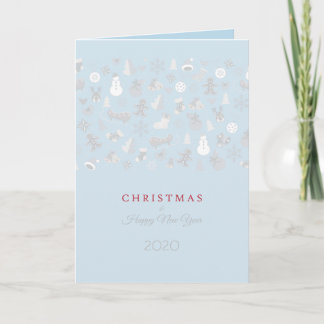 Gelukkig Nieuwjaar 2026 & Zilveren Kerstkarakters Feestdagen Kaart