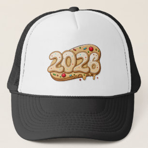 Gelukkig Nieuwjaar 2026 Zoet-geïnspireerde Gouden Trucker Pet
