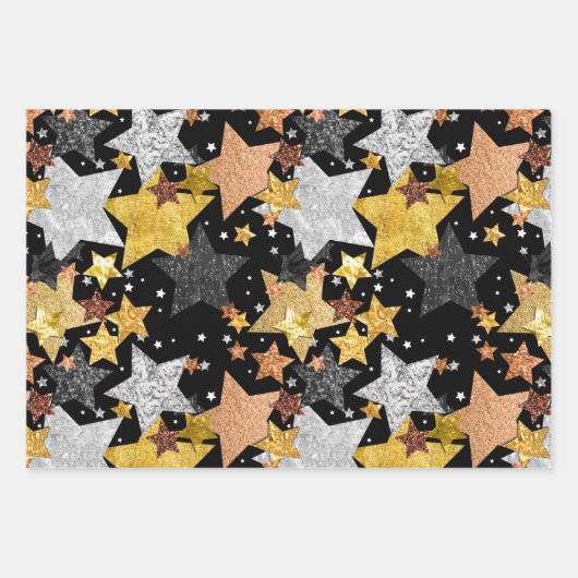 Gelukkig Nieuwjaar 2026 Zwart Wit Goud Confetti Inpakpapier Vel (Voorkant 3)