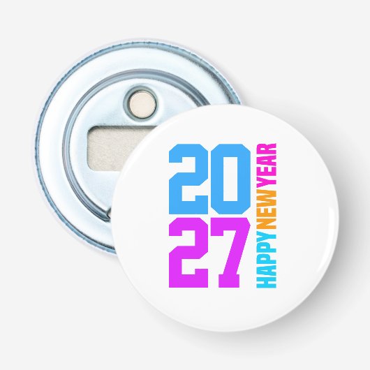 Gelukkig Nieuwjaar 2027 Button Flesopener (Voorkant)