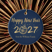 Gelukkig Nieuwjaar 2027 Chic Navy Blauwe Gouden Op