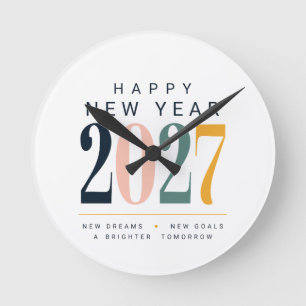 Gelukkig Nieuwjaar 2027 Inspirerende Typografie Kl Ronde Klok