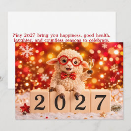 Gelukkig Nieuwjaar 2027 Jaar van de Geit Schaap Kaart