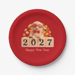Gelukkig Nieuwjaar 2027 Jaar van de Geit Schaap Papieren Bordje